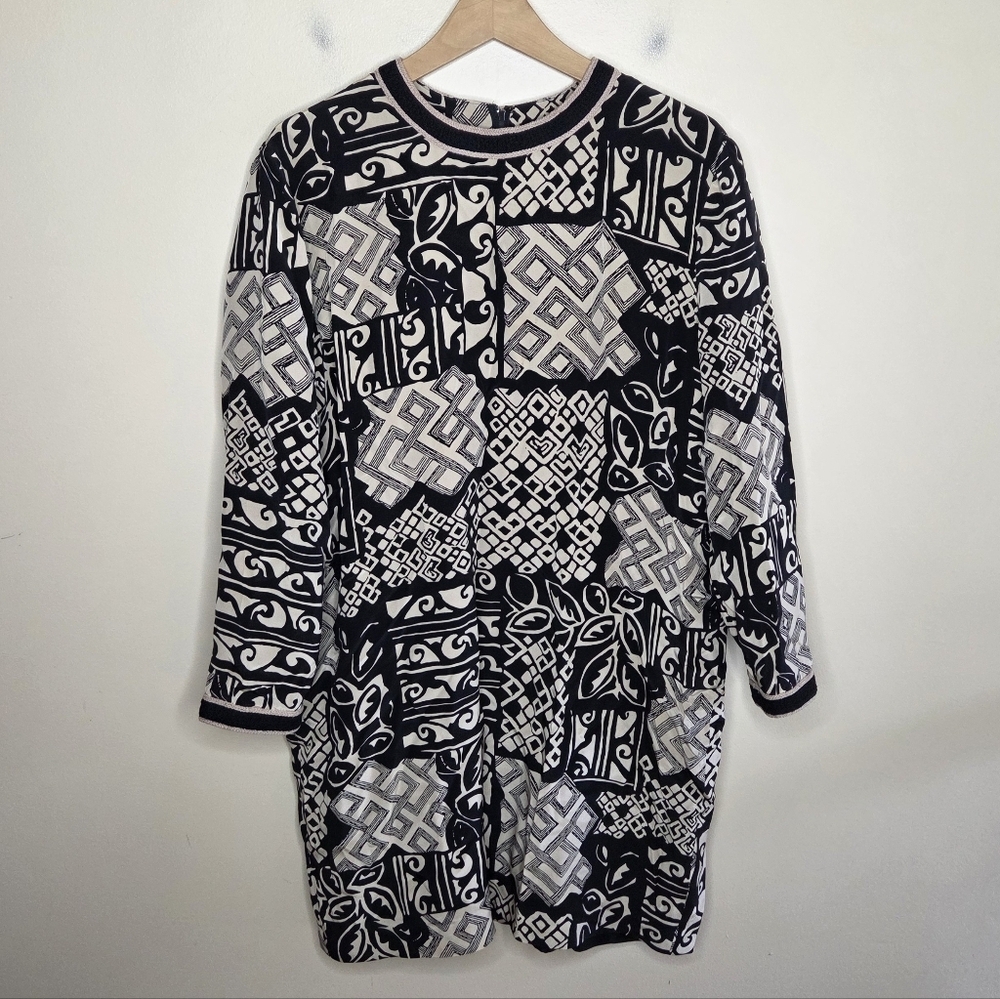 Vintage Anne Crimmins For Umi Collection Geometric 100% Silk Dress Size 14